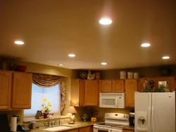 Light on the ceiling in the kitchen interior