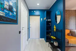 Blue hallway design photo