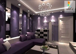 Purple living room design photo