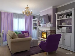 Purple living room design photo