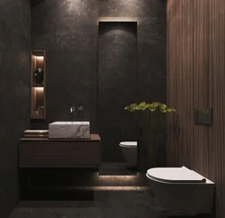 Bath Design In Black With Wood