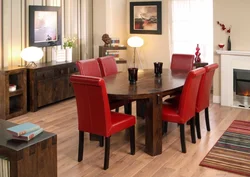 Гостиная со столом и стульями дизайн