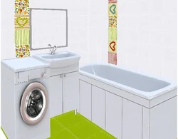 Bathroom design with vertical washing machine