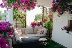 Loggia interior design with flowers