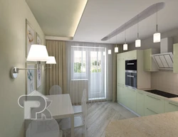 Kitchen design 18 meters with balcony