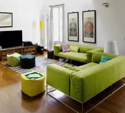 White-green living room photo