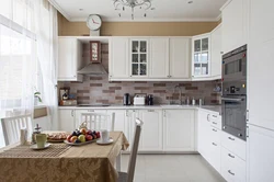 Photo of kitchen interior on one wall