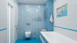 What color goes with blue in the bathroom interior