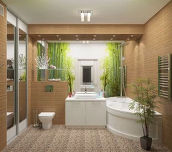 Сочетание цветов дерева в интерьере ванной