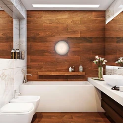 Combination of wood colors in the bathroom interior