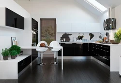 Интерьеры черно белой кухни сочетание цвета