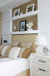 Shelves Above The Bed In The Bedroom Interior