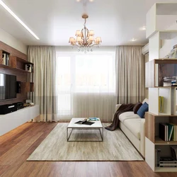 Living room design in a square apartment