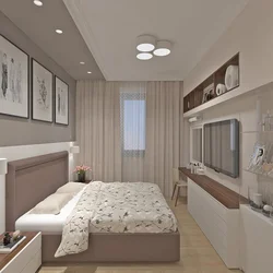 Bir divarda bir pəncərə və balkonlu yataq otağı dizaynı