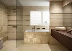 Travertine in the bathroom interior photo