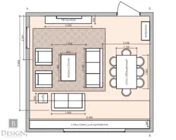 Размеры в дизайне интерьера гостиной