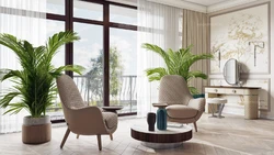 Palm trees in the living room interior photo