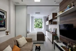 Studio apartment interior design with one window