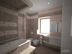 Серо бежевый дизайн ванной