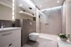 Bathroom design with shower in light colors