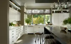 Kitchen interior in a house with a small window