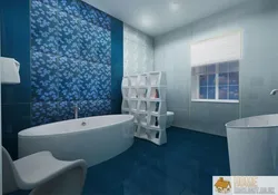 Дызайн ванны з сіняй падлогай