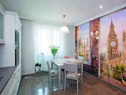 Photo wallpaper increases the space in the kitchen
