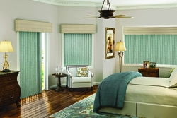 Curtains with blinds in the bedroom interior