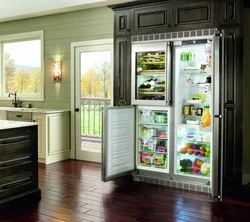 Встроенный холодильник в интерьере кухни фото