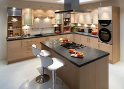 Kitchen interior with island apartment