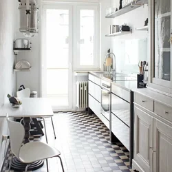 Long kitchen with balcony photo