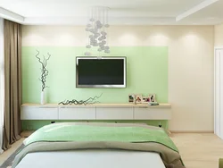 Beige green color in the bedroom interior