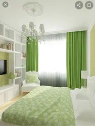 Beige Green Color In The Bedroom Interior