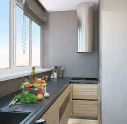 Corner kitchen design with balcony