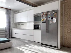 Two-door refrigerator in the interior of a modern kitchen