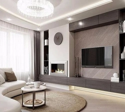 Interior design of living room at home photo