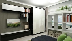 Wardrobe in the living room in a modern style photo