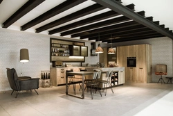 Потолок в кухне дизайн лофт