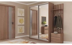 Modern mirrored wardrobes in the hallway photo