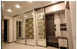 Modern mirrored wardrobes in the hallway photo