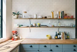 Kitchens with partially open shelves photo