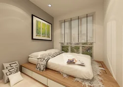 Interior small bedroom with one window photo