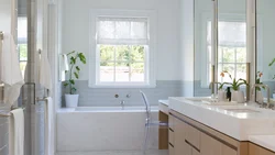 Rectangular bathroom design with window