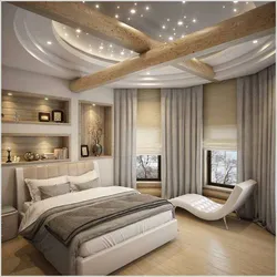 Alçıpan fotoşəkilindən müasir üslubda yataq otağı üçün tavan dizaynı