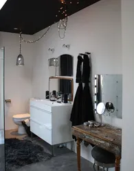 Bathroom design with black ceiling