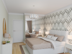Light wallpaper for a small bedroom interior photo