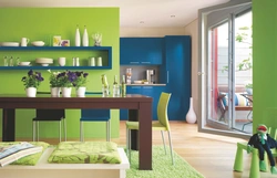 Combination Of Green Color In The Kitchen Interior Photo