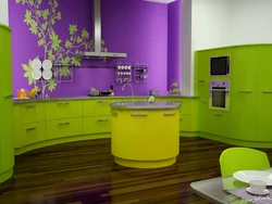 Combination of green color in the kitchen interior photo