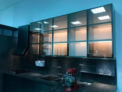 Kitchens with glass on the facade photo