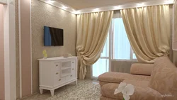 Beige wall curtains for living room photo